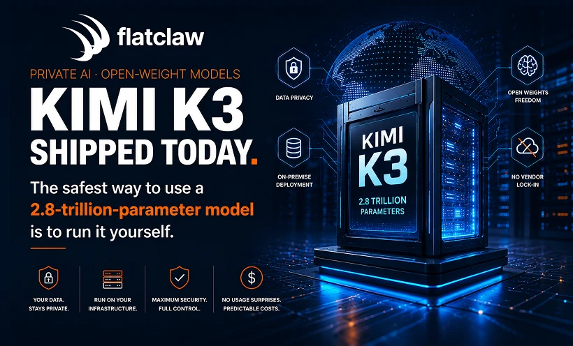 Kimi K3 shipped today. The safest way to use a 2.8-trillion-parameter model is to run it yourself.